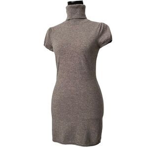 Autumn Cashmere 100% Pure Cashmere Turtleneck Short Sleeve Mini Dress in Size S